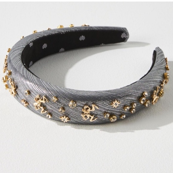 Lele Sadoughi Zodiac Gemini Alice Headband Pewter NWT Alice Crystal Star Headband ~ Ivory – Chic Streets main image 4